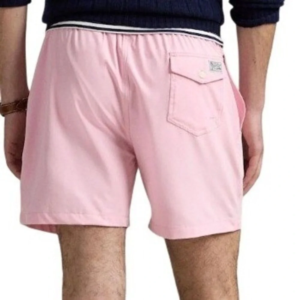 Polo Ralph Lauren Mens 2XLB Pastel Pink Swim Trunks Board Shorts Blue Pony NWT